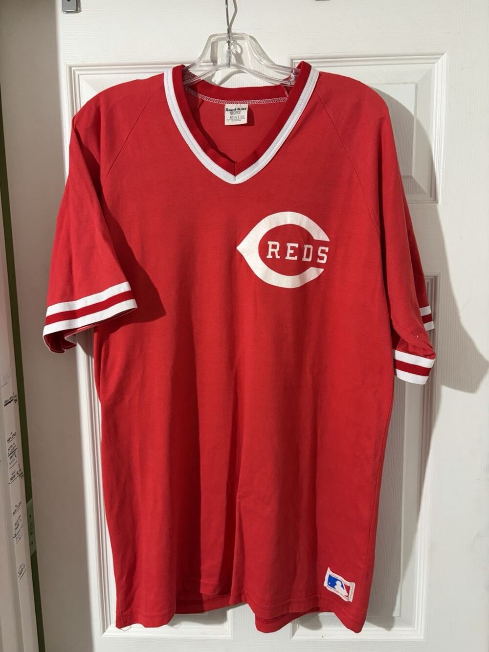 Vintage Cincinnati Reds Sand Knit Shirt Sz XXL MLB Baseball